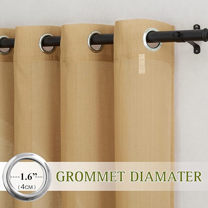 NICETOWN Linen Blend Flax Sheer Window Curtains & Drapes, Grommet Semi Sheer - Image 3