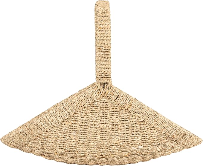 Household Essentials Woven Seagrass Flower Basket with Detachable Handle