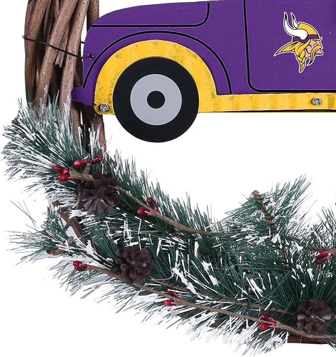 FOCO NFL Unisex-Adult NFL Team Logo Holiday Wreath with Truck