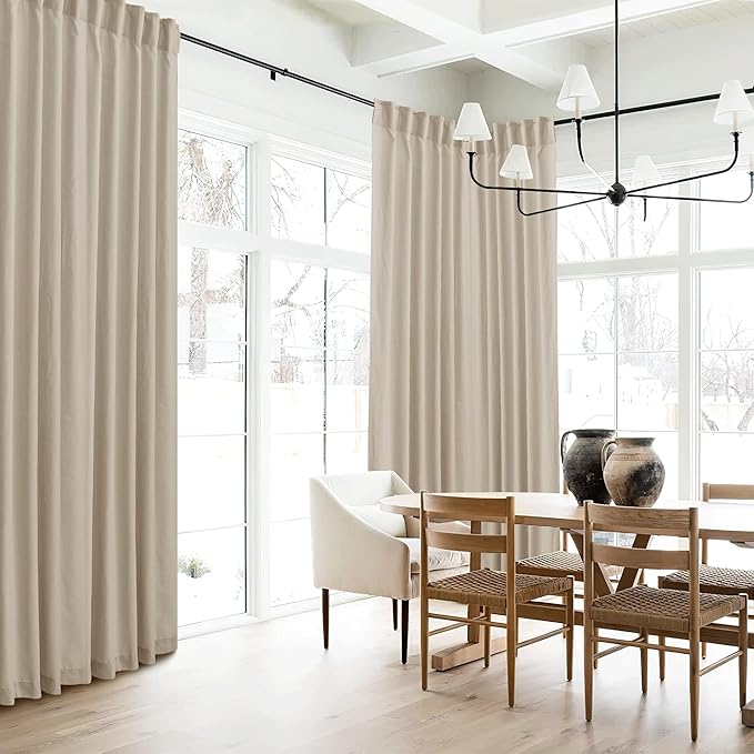 RYB HOME Linen Sheer Curtains 90 inches Long 2 Panels Set, Natural Lightweight - Image 4