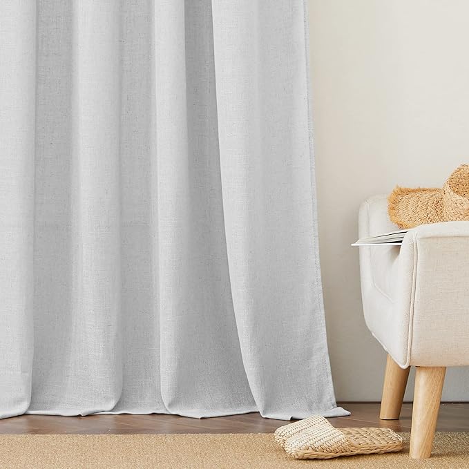 RYB HOME Semi Sheer Curtains 102 inches Long, Light Filtering Privacy Natural - Image 5