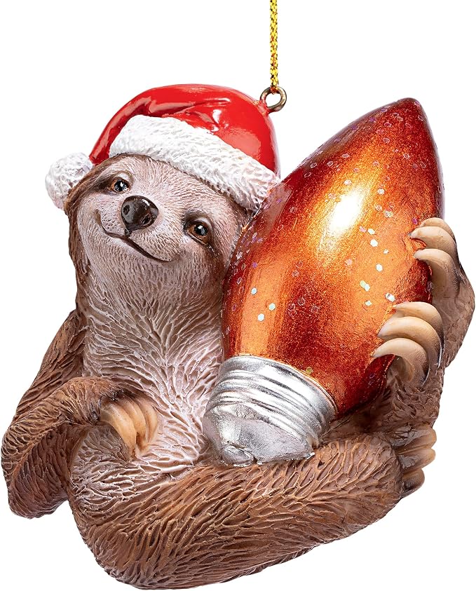 Santa's Holiday Season Sloth Christmas Ornament: Each