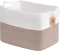 Goodpick 50L Large Woven Basket with Handles, 18" x 14" x 12", Brown | Blankets, Toys & Clothes Storage, Living Room & Bedroom Organization, Decorative Storage Basket, Stylish Rectangle Design