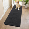 Smiry Dog Door Mat for Muddy Paws 54x24, Absorbent Dirt Trapper, Non-Slip Washable Chenille Entryway Rug for Inside Floor, Black, Classic Solid