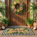 Tinideya 2 Pcs Summer Palm Leaf Door Mat Tropical Leaves Welcome Non Slip Coir Mats Rainforest Floor Layering Doormats Seasonal for Front Porch Entryway Decor(Tropical Leaves)