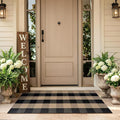 Uphome Bufflo Plaid Outdoor Rug 2'x4.3', Black Natural Checkered Front Door Mat for Fall Decor, Indoor Outdoor Farmhouse Cotton Porch Rug for Layered Door Mats, Washable Carpet Runner for Entryway