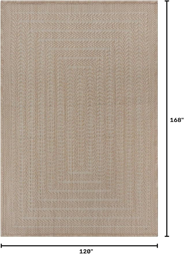 Adiva Rugs Outdoor Indoor Area Rug, Weather Resistant, Easy to Clean, Stain Resistant Floor Mat for Dining Room, Backyard, Deck, Patio (Natural Beige, 10' x 14')