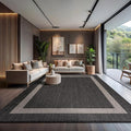 CAMILSON Outdoor Rug 10x14, Large Modern Outside Rugs for Patios Porches Waterproof Durable Washable Non-Shedding, Easy-to-Clean Indoor Outdoor Area Carpet (10 x 14, Bordered - Dark Gray/Light Gray)
