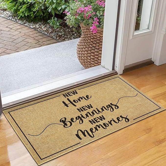 Welcome Door Mat Home Mats for Front Door Indoor Outdoor Entrance with Non-Slip Backing Housewarming Gifts New Home Decor Sign for Family Friends New Beginnings House Gift Idea for Floor 16.9"x29.9"