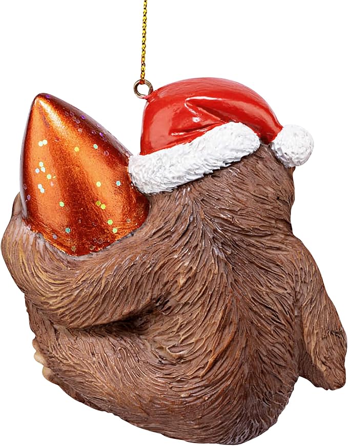 Santa's Holiday Season Sloth Christmas Ornament: Each