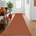 IOHOUZE Washable Runner Rug 2.6x10 Non Slip Rubber Backed Long Hallway Runner Entryway Runner Indoor, Kitchen Rugs Woven Cotton Floor Carpet for Hall Entrance, Burnt Orange/Tan