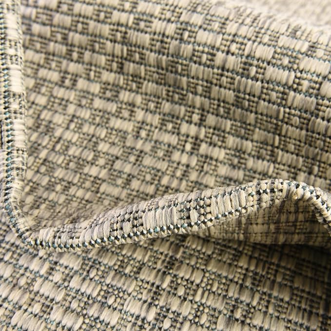 Unique Loom Collection Casual Transitional Solid Heathered Indoor/Outdoor Flatweave Area Rug (2' x 8' Runner, Light Gray/Ivory)