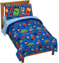 Marvel Avengers Toddler Size Comforter Set 4 Piece Kids Bedding, Blue | Spiderman Superhero, Comforter Sheets Pillowcase, Official Product, Soft Microfiber, Machine Washable, Easy Care, Boys Gift