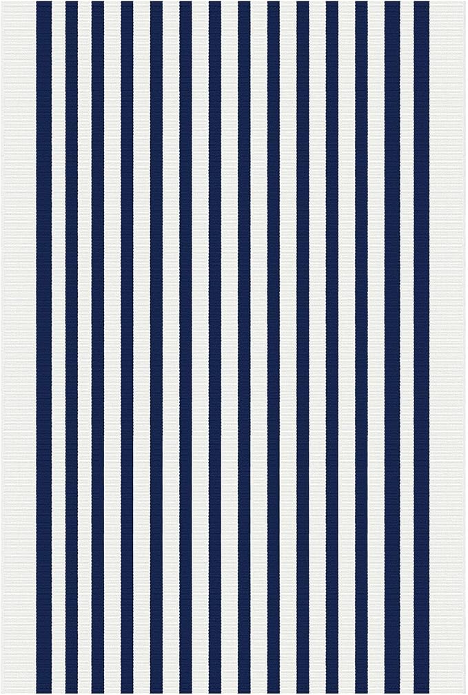 KOZYFLY Striped Rug 3x5 Front Door Rugs Blue White Cotton Woven Washable Indoor Outdoor Rug Entrance Doormat for Front Porch Kitchen Patio Independence Day Decor