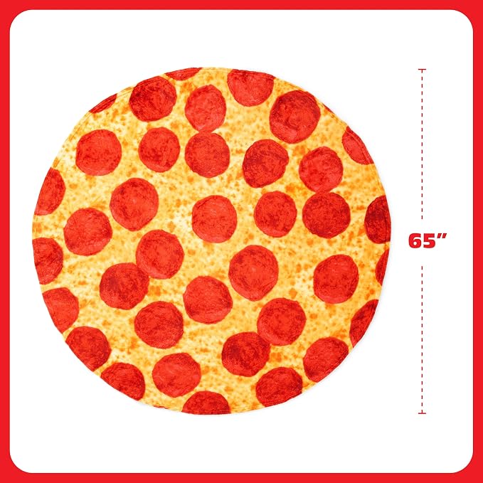 Cozy Concepts Co. Pizza Comfort Blanket by Relatable, Viral Trend Throw Blanket, Looks Like Giant Pizza to Wrap Yourself Up, Fun Dorm Decor or Back to School Gift, Large 60” Cozy Fleece Blanket