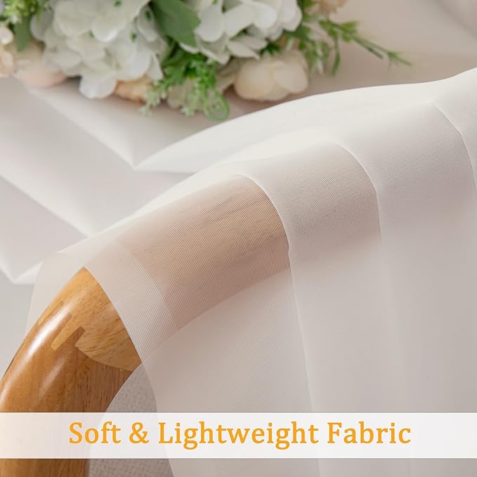 Gwine Ivory Sheer Curtains 72 Inches Long 2 Panels Set - Image 7