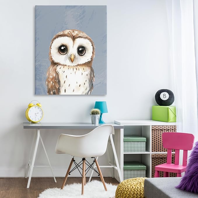 Sweet Woodland Owl Nursery, 36 x 48 Inch Canvas Wall Art | Stupell Industries · By Christine Simpson Art · Ready to hang · Charming for nursery or kids room · Made in USA