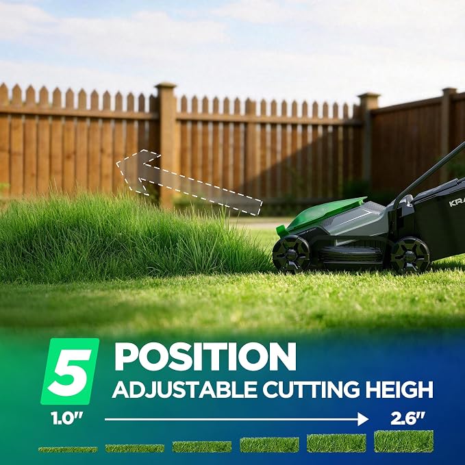 14" Cordless Lawn Mower, 20V Lightweight Push Mower with 2×5.0Ah Battery, Ultra-Quiet Motor for Small Yards, Lawn Care, Backyard Maintenance