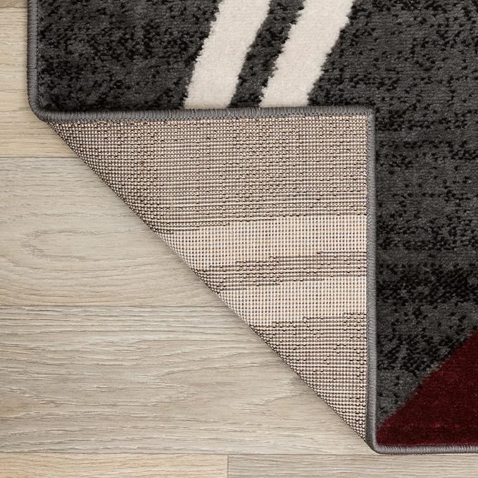 Rugshop Wavy Circles Modern Non-Shedding Living Room Oval Rug Red 5' x 7' | Oval, Size 5' x 7', Bedroom, Dining Room, Home Office, Kitchen, Entryway, Hallway, Nursery, Kids Room, Guest Room