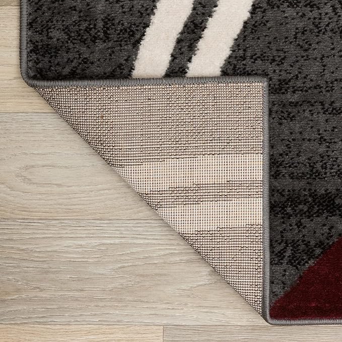 Rugshop Wavy Circles Modern Non-Shedding Living Room Area Rug Red 4' x 6' | Rectangular, Size 4' x 6', Bedroom, Dining Room, Home Office, Kitchen, Entryway, Hallway, Nursery, Kids Room, Guest Room