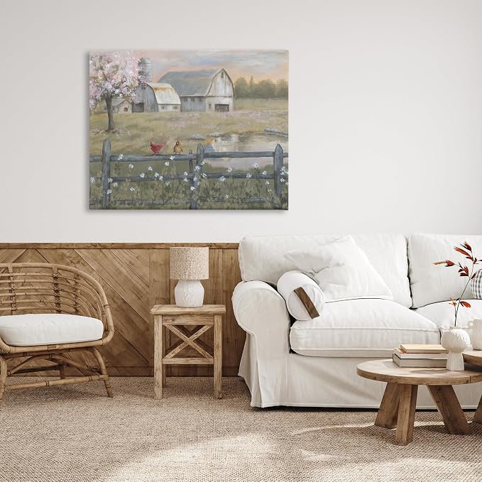 Stupell Industries 'Blossoming Trees Country Farm', Canvas Art, 48 x 36 Inches, Easy to Hang and Sturdy, Made in USA, by Pam Britton | Stupell Industries | 48 x 36 Inches, Easy to Hang and Sturdy, Made in USA, by Pam Britton
