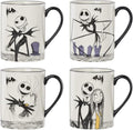 Lenox Nightmare Before Christmas Porcelain Halloween Mug Set for 4 | dishwasher safe, microwave safe | gift for nightmare before christmas fans | 4.5 inch, 16oz, coffee mug