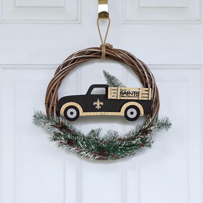 FOCO NFL Unisex-Adult NFL Team Logo Holiday Wreath with Truck