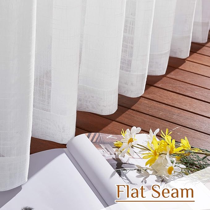 NICETOWN White Sheer 102 inch Long Curtains Faux Linen Blend, Rod Pocket & Back - Image 8