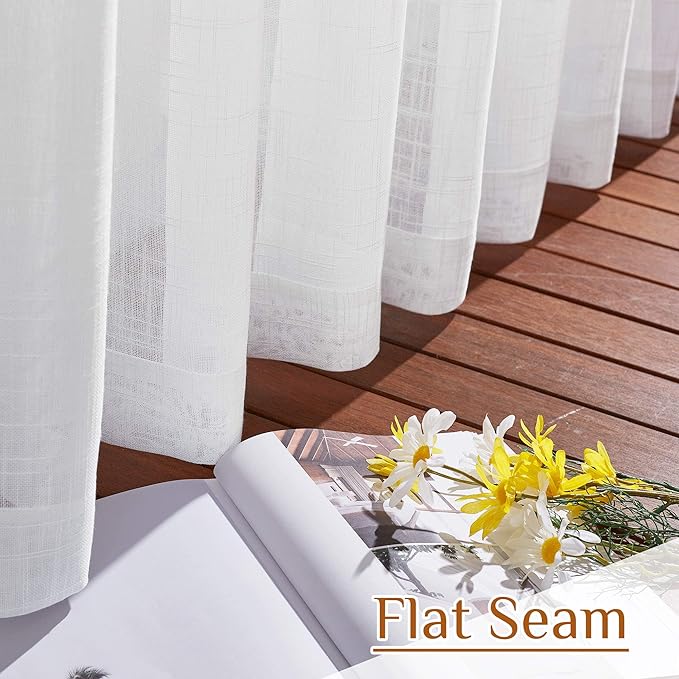 NICETOWN White Bedroom Curtains 63 inches Long, Rod Pocket & Back Tab Faux - Image 8