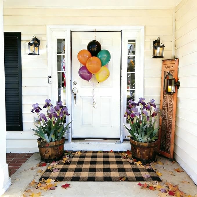 Brown and Black Buffalo Plaid Rug 3' x 5', Washable Farmhouse Non-Slip Checkered Doormat, Indoor Outdoor Floor Mat for Living Room, Bedroom, Entryway, Kitchen, Laundry Room