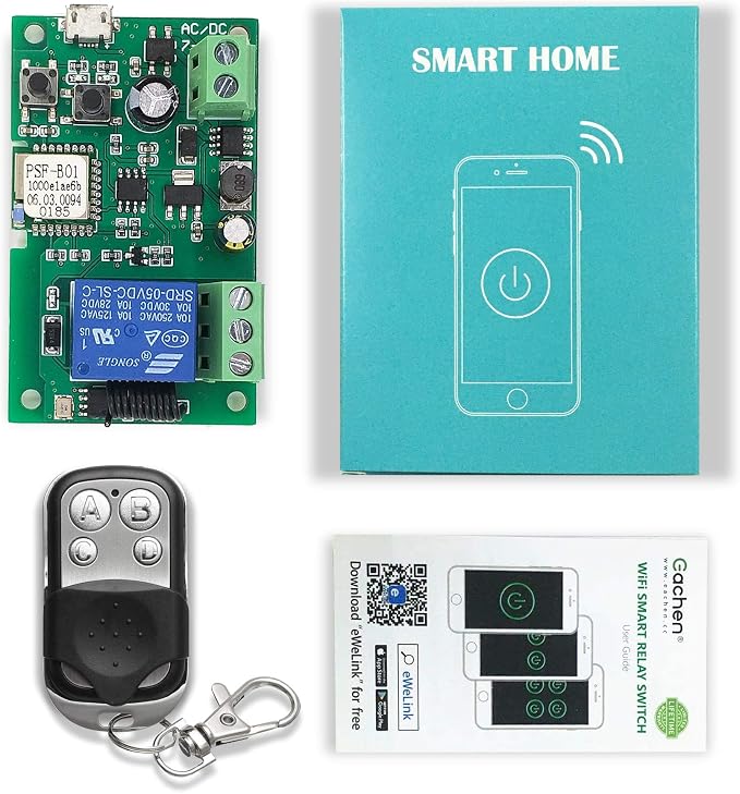 1-Channel Ewelink App Remote Control WiFi Wireless Switch Relay, self-Locking, Interlock Mode, with 433RF Remote Control, Used to Access and Control Smart Garage Doors