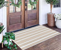Khaki and White Striped Outdoor Rug 24'' x 51'' Front Porch Rug Hand-Woven Machine Washable Indoor/Layered Door Mats for Entryway/Bedroom