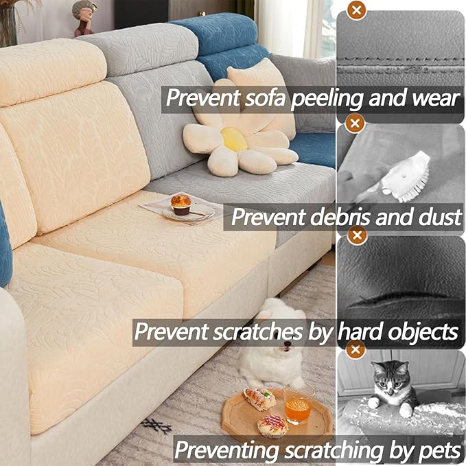 Soothing Home Sofa Covers, Sofa Hero Covers, Wear-Resistant Universal Couch Covers Washable Stretch Sectional Couch Cushion Covers (Light Green,Headrest Cover)