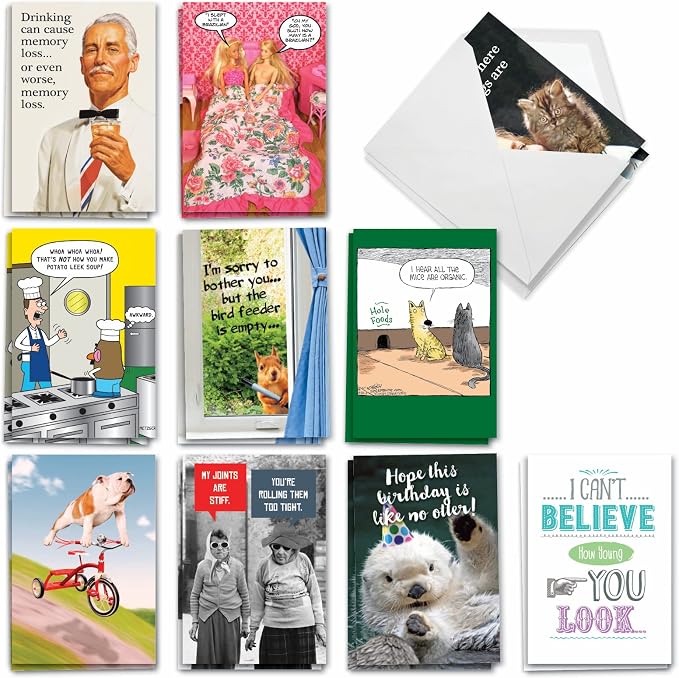 NobleWorks Another Year Older - 20 Boxed Birthday Greeting Cards with Envelopes (4.63 x 6.75 Inch) - AC8839BDG-B2x10