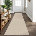 IOHOUZE Washable Runner Rug 2x10 Non Slip Rubber Backed Long Hallway Runner Entryway Runner Indoor, Kitchen Rugs Woven Cotton Floor Carpet for Hall Entrance, Cream/Beige