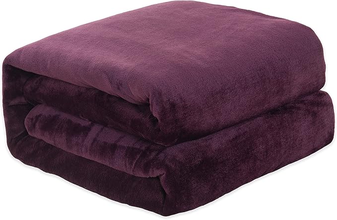 Elegant Comfort Luxury Velvety Feel Blanket, All-Season Lightweight Blanket, Ultra Plush, Soft, Cozy-Fuzzy Flannel Fleece for Couch, Sofa, Bed, Travel, Solid Design, Twin/Twin XL, Purple