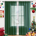 SpaceDresser Sheer Voile Window Treatment Rod Pocket Curtain Panels for Kitchen Bedroom Living Room Drapes Sunlight Filtering Privacy Semi Home Decor Assorted Colors Sizes (Foliage Green, 52 W x 90 L)
