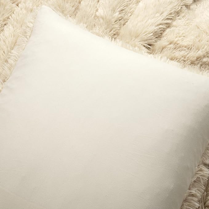 Lush Decor Emma Soft Fluffy Faux Fur Kids College Dorm Oversized Comforter Set, Twin-XL, Wheat - Cute Plush 2 Piece Bedding Set