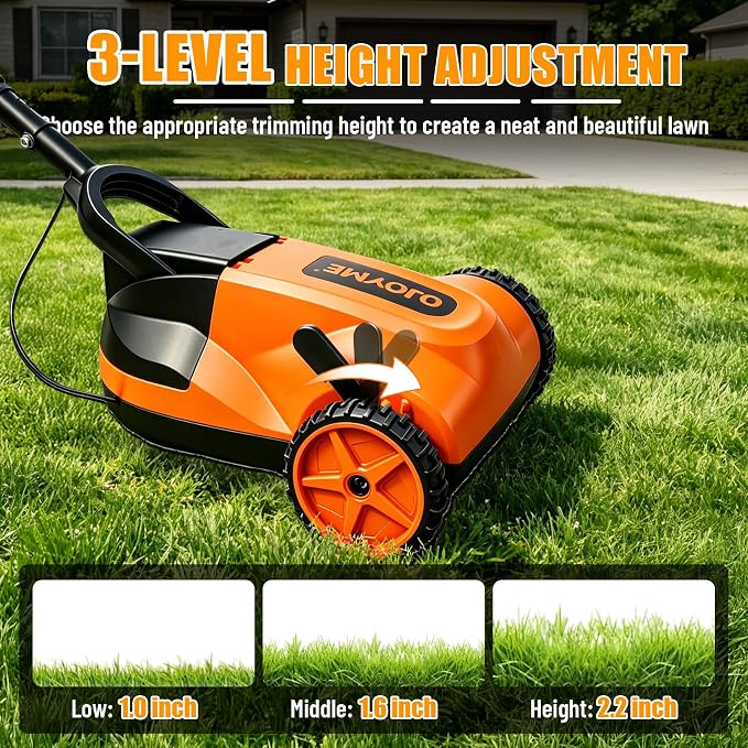 Mini Cordless Lawn Mower, 9 Inch Electric Grass Cutter | Brushless Motor, 2 x 21V 4.0Ah Batteries, 3 Adjustable Cutting Heights, Lightweight Push Mower for Small Yard & Garden