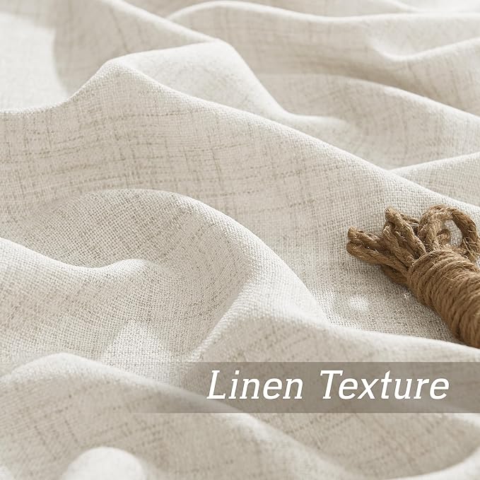 RYB HOME Living Room and Dining Room Curtains and Drapes Linen Sheer, Light - Image 4