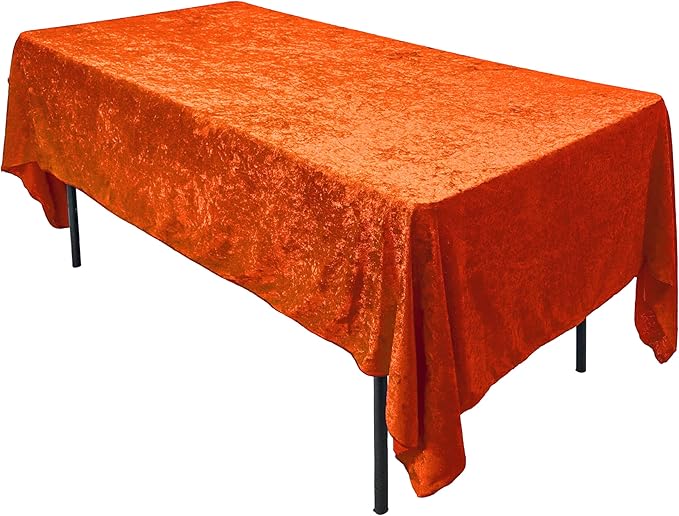AK TRADING CO. Lush Panne Velvet Tablecloth - 60 x 102 Inch Rectangular Table Cover | Great for Buffet Table, Parties, Holiday Dinner, Wedding & Baby Shower (Orange, 60 x 102 Inch)
