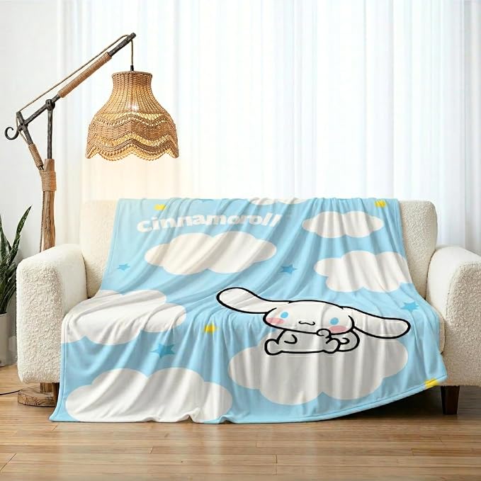 Franco Cinnamoroll Bedding Super Soft Cozy Blanket, 62 in x 90 in, Kawaii Collectible Gift, (Officially Licensed Product)