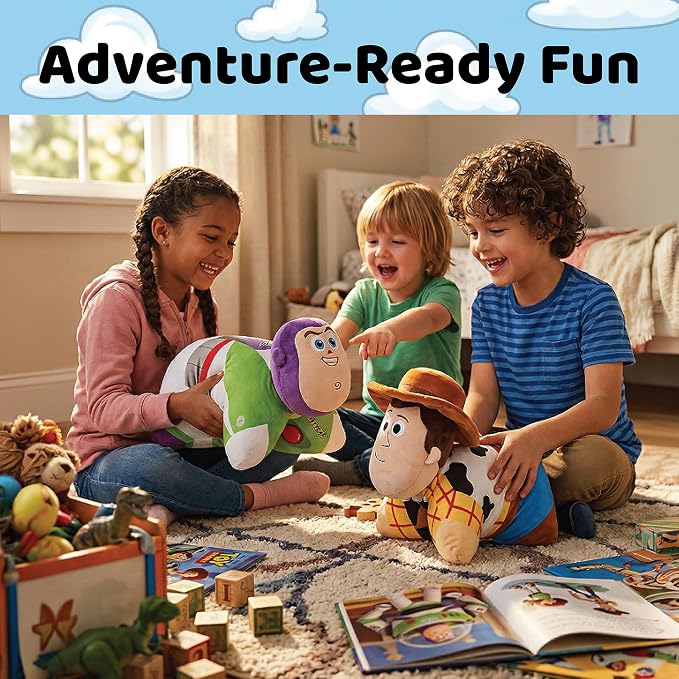 Pillow Pets Disney Pixar Woody, 16" Plush Toy | Soft Plush Pillow Companion, Unfastens into a Cozy Pillow at Night, Machine Washable, BPA and Phthalates Free