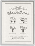 Stupell Industries 'Guide to Bathroom Procedures Linen Look', Framed Giclee Art, Gray, 24 x 30 Inches, Easy to Hang and Sturdy, Made in USA, by Lettered and Lined