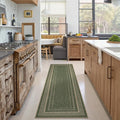 GarveeHome Easy Jute Runner Rug 2x8 Washable Non Slip Hallway Runner Rugs | Stain Resistant Low Pile Kitchen Throw Carpets Modern Solid Runners for Bedroom Nursery Entryway Living Room Dorm, Green
