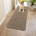 Smiry Dog Door Mat for Muddy Paws 44x24, Absorbent Dirt Trapper, Non-Slip Washable Chenille Entryway Rug for Inside Floor, Camel, Classic Solid
