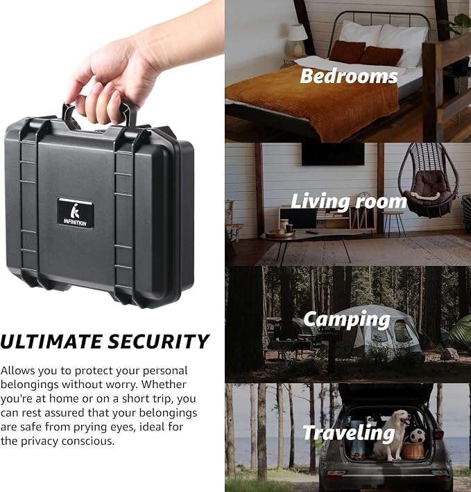 INFINITKIN Smell Proof Box Large Airtight Storage Box with Lock | Durable smell proof container with combination lock. Airtight, waterproof & portable for travel, home & gift choice.