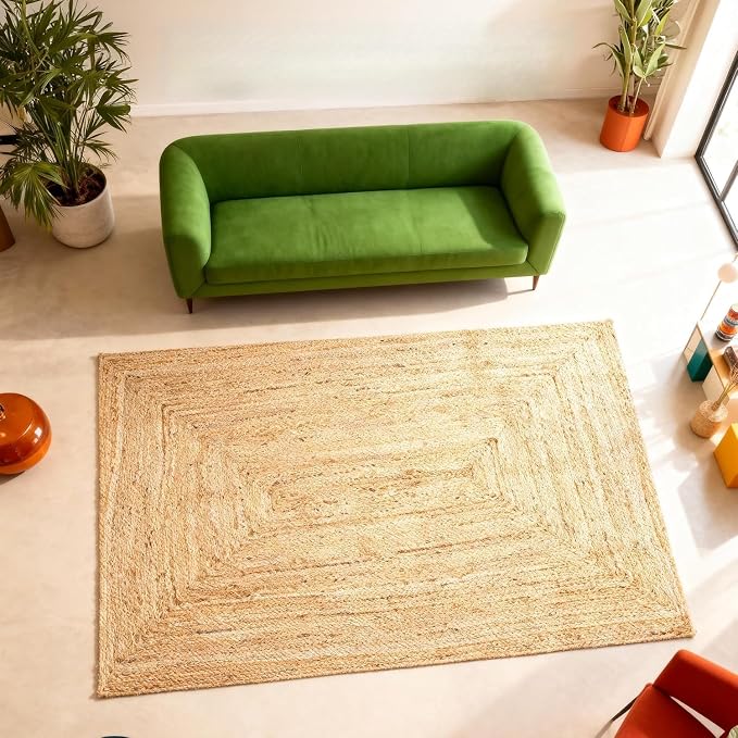 Craft Trade 3x5 Ft Rectangle Jute Area Rug - Hand-Braided Woven Reversible Floor Mat - Natural Eco-Friendly Rug for Living Room, Bedroom & Entryway (36x60 Inch, Natural)