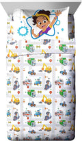 Jay Franco Kids Sheet Cartoon Set with Fitted, Flat Sheets & Pillow Cover - Ultra-Soft Bedding with Pillowcase for Room Decor, White - Blippi, 3 Piece Twin