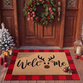 Tinideya 2 Pcs Door Mat Welcome Non Slip Coir Mats Floor Layering Doormats Seasonal for Front Porch Entryway Decor(Brown Elk)